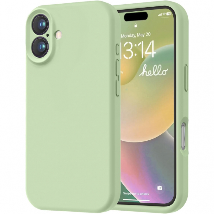Husa de Protectie Matte TPU, Flippy, pentru Apple iPhone 16, Protectie Camera, Antisoc, Antizgariere, Antialunecare, Acoperire Completa, Verde [1]