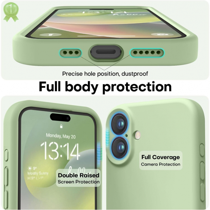 Husa de Protectie Matte TPU, Flippy, pentru Apple iPhone 16, Protectie Camera, Antisoc, Antizgariere, Antialunecare, Acoperire Completa, Verde [2]