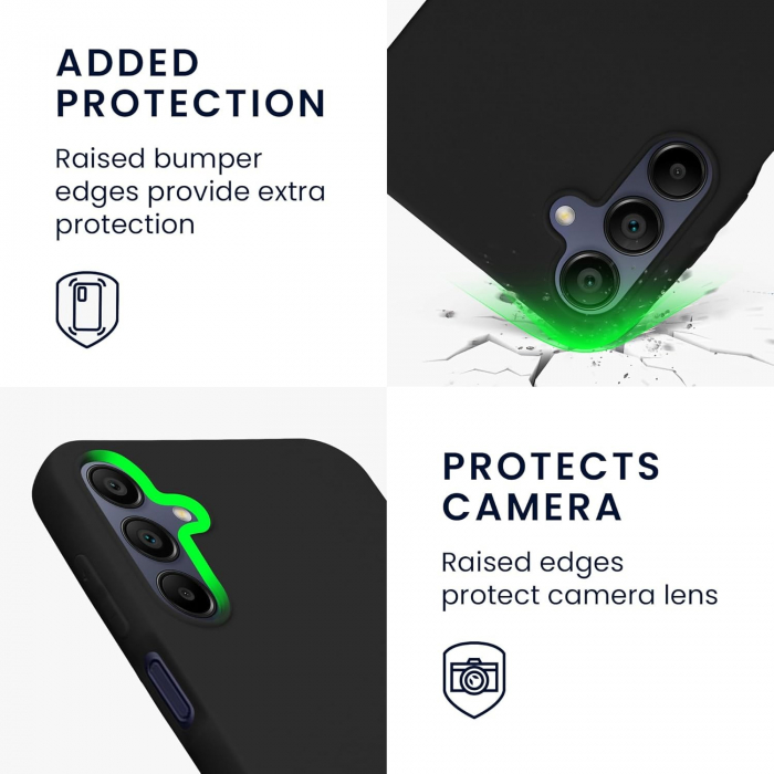 Husa de Protectie Matte TPU, Flippy, pentru Samsung Galaxy A15, Protectie Camera, Antisoc, Antizgariere, Antialunecare, Acoperire Completa, Negru [4]