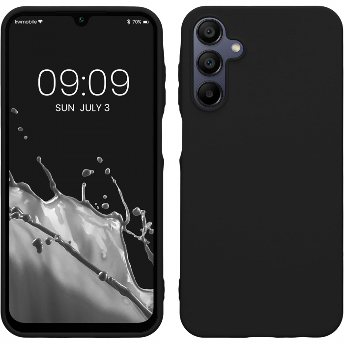 Husa de Protectie Matte TPU, Flippy, pentru Samsung Galaxy A15, Protectie Camera, Antisoc, Antizgariere, Antialunecare, Acoperire Completa, Negru [1]