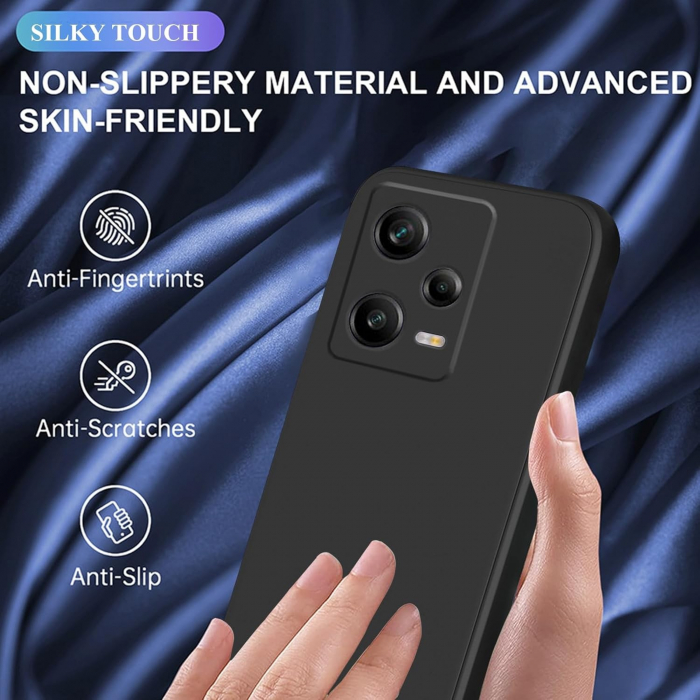 Husa de Protectie Matte TPU, Flippy, pentru Xiaomi Redmi 12 Pro, Protectie Camera, Antisoc, Antizgariere, Antialunecare, Acoperire Completa, Negru [2]