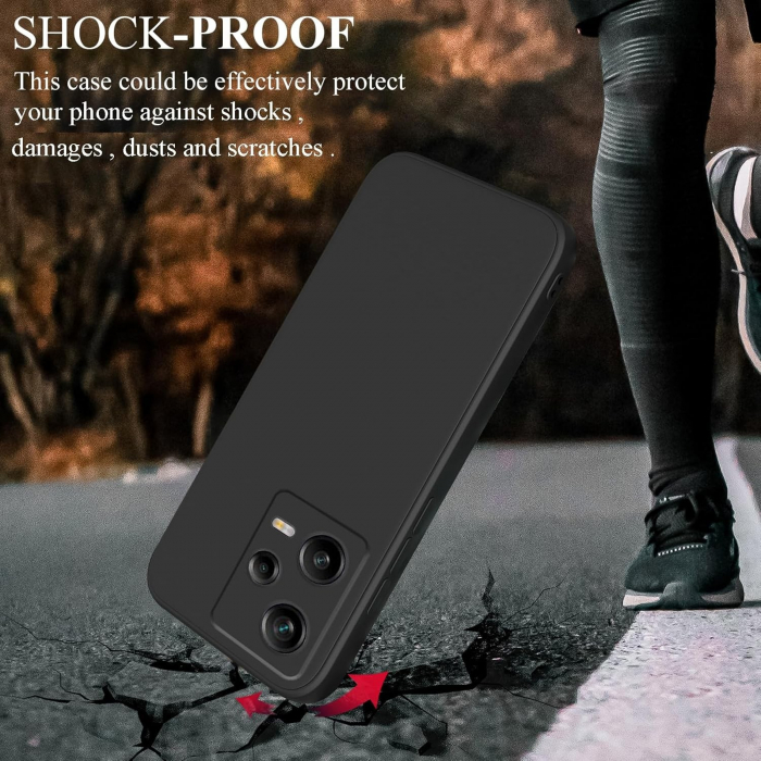 Husa de Protectie Matte TPU, Flippy, pentru Xiaomi Redmi 12 Pro, Protectie Camera, Antisoc, Antizgariere, Antialunecare, Acoperire Completa, Negru [4]