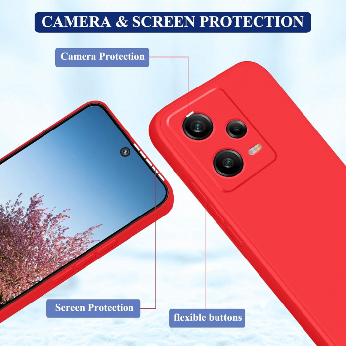 Husa de Protectie Matte TPU, Flippy, pentru Xiaomi Redmi 12 Pro, Protectie Camera, Antisoc, Antizgariere, Antialunecare, Acoperire Completa, Rosu [4]