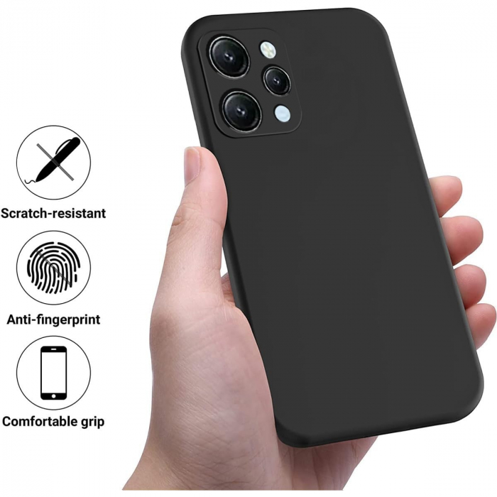 Husa de Protectie Matte TPU, Flippy, pentru Xiaomi Redmi 12, Protectie Camera, Antisoc, Antizgariere, Antialunecare, Acoperire Completa, Negru [5]