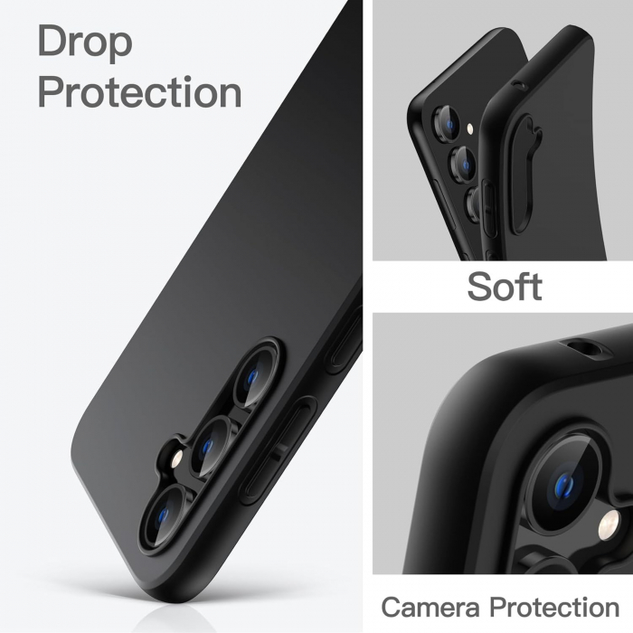 Husa de Protectie Matte TPU, Flippy, pentru Xiaomi Redmi 13C, Protectie Camera, Antisoc, Antizgariere, Antialunecare, Acoperire Completa, Negru [4]