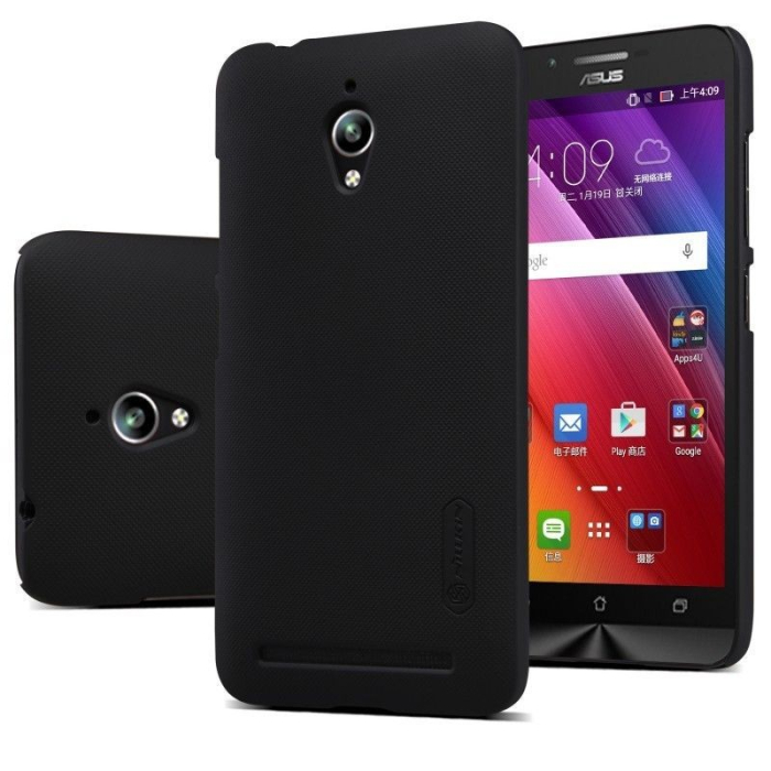 Husa de protectie pentru Asus Zenfone Go Nillkin Frosted Shield Negru + Folie de protectie [3]