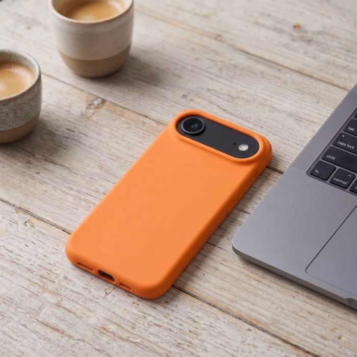 Husa de Protectie Telefon, Flippy, Compatibila cu iPhone 17 Air, Silicon Premium Antisoc, Protectie Completa 360, Design Modern, Anti-Zgirieturi, Interior Microfibra, Portocaliu [4]