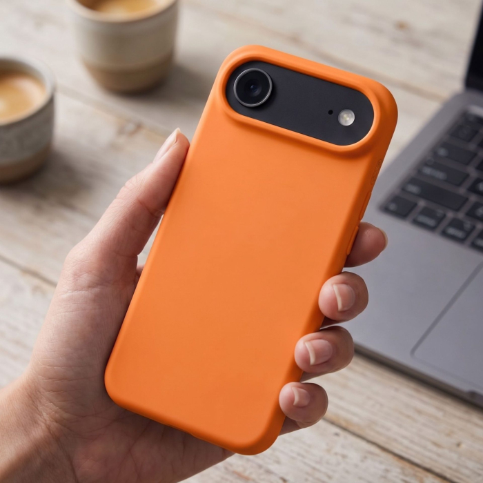 Husa de Protectie Telefon, Flippy, Compatibila cu iPhone 17 Air, Silicon Premium Antisoc, Protectie Completa 360, Design Modern, Anti-Zgirieturi, Interior Microfibra, Portocaliu [2]