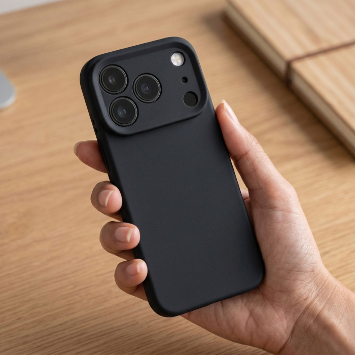 Husa de Protectie Telefon, Flippy, Compatibila cu iPhone 17 Pro Max, Silicon Premium Antisoc, Protectie Completa 360, Design Modern, Anti-Zgirieturi, Interior Microfibra, Negru [2]