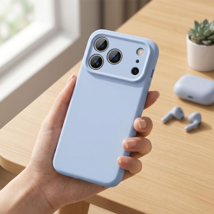 Husa de Protectie Telefon, Flippy, Compatibila cu iPhone 17 Pro Max, Silicon Premium Antisoc, Protectie Completa 360, Design Modern, Anti-Zgirieturi, Interior Microfibra, Albastru [2]