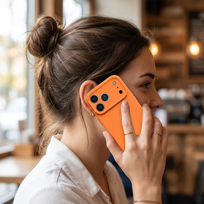 Husa de Protectie Telefon, Flippy, Compatibila cu iPhone 17 Pro Max, Silicon Premium Antisoc, Protectie Completa 360, Design Modern, Anti-Zgirieturi, Interior Microfibra, Portocaliu [3]