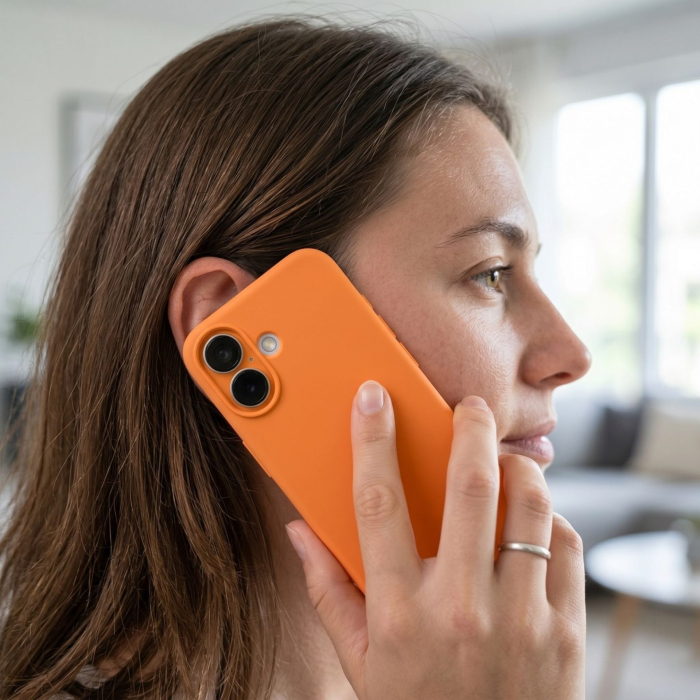 Husa de Protectie Telefon, Flippy, Compatibila cu iPhone 17, Silicon Premium Antisoc, Protectie Completa 360, Design Modern, Anti-Zgirieturi, Interior Microfibra, Portocaliu [3]