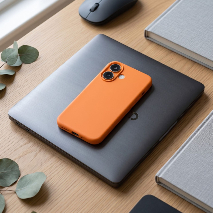 Husa de Protectie Telefon, Flippy, Compatibila cu iPhone 17, Silicon Premium Antisoc, Protectie Completa 360, Design Modern, Anti-Zgirieturi, Interior Microfibra, Portocaliu [5]