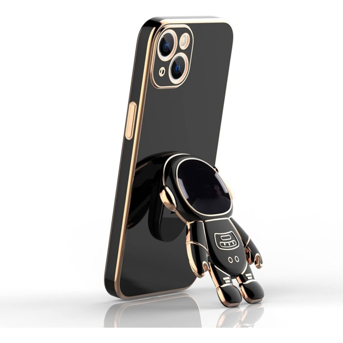 Husa de Protectie TPU 2in1, Flippy, pentru Apple iPhone 14, Astronaut cu Suport, Antisoc, Rezistenta la Impact, Protectie Camera, Negru [3]