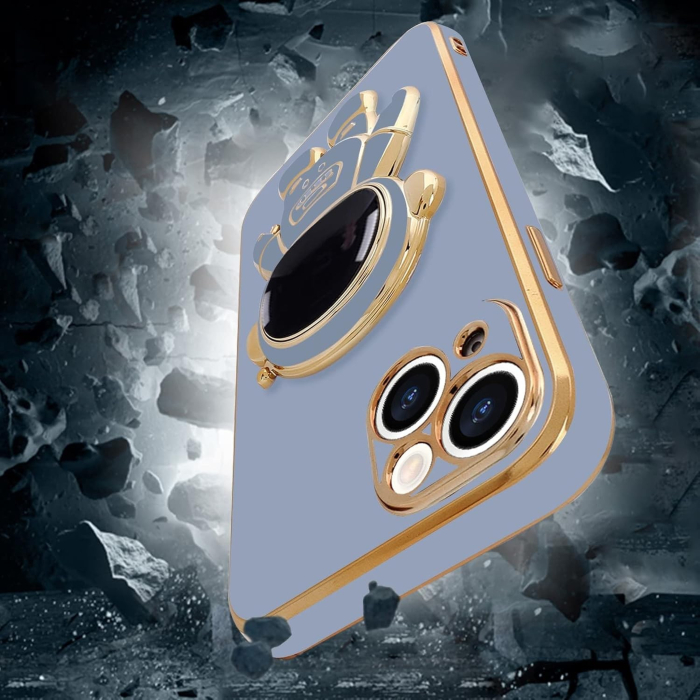 Husa de Protectie TPU 2in1, Flippy, pentru Apple iPhone 14 Plus, Astronaut cu Suport, Antisoc, Rezistenta la Impact, Protectie Camera, Albastru [10]
