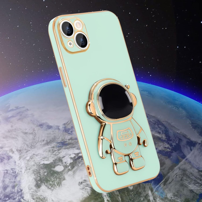 Husa de Protectie TPU 2in1, Flippy, pentru Apple iPhone 14 Plus, Astronaut cu Suport, Antisoc, Rezistenta la Impact, Protectie Camera, Verde [4]