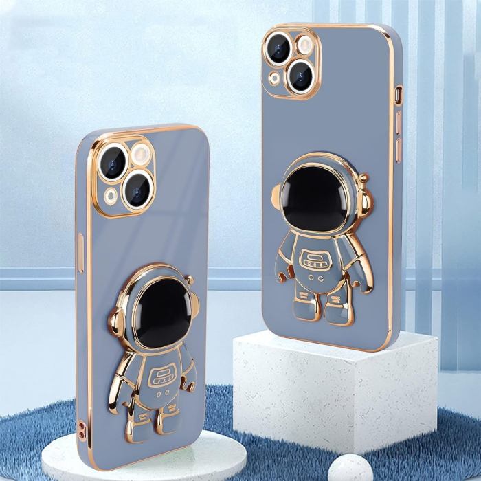 Husa de Protectie TPU 2in1, Flippy, pentru Apple iPhone 15 Plus, Astronaut cu Suport, Antisoc, Rezistenta la Impact, Protectie Camera, Albastru [9]