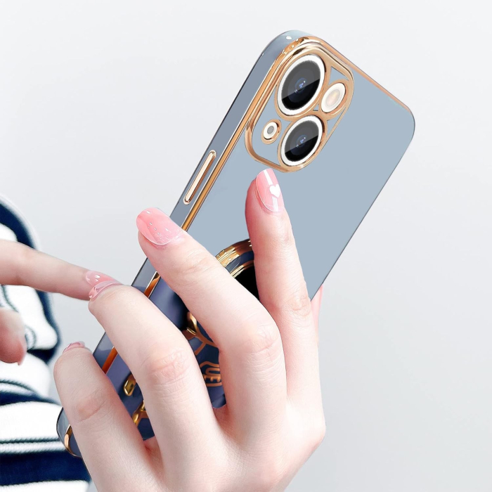 Husa de Protectie TPU 2in1, Flippy, pentru Apple iPhone 15 Plus, Astronaut cu Suport, Antisoc, Rezistenta la Impact, Protectie Camera, Albastru [11]
