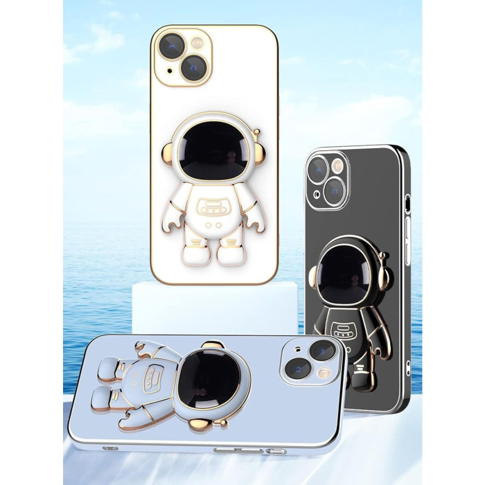 Husa de Protectie TPU 2in1, Flippy, pentru Apple iPhone 15 Plus, Astronaut cu Suport, Antisoc, Rezistenta la Impact, Protectie Camera, Albastru [4]