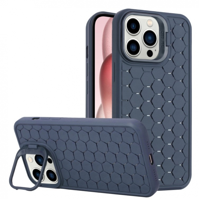Husa de Protectie TPU, Flippy, pentru Apple iPhone 14 Plus, 3D Cube, cu Inel, Protectie Camera, Antisoc, Antizgariere, Antialunecare, Acoperire Completa, Albastru [1]