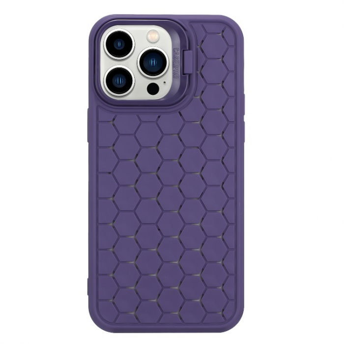 Husa de Protectie TPU, Flippy, pentru Apple iPhone 14 Plus, 3D Cube, cu Inel, Protectie Camera, Antisoc, Antizgariere, Antialunecare, Acoperire Completa, Mov [4]