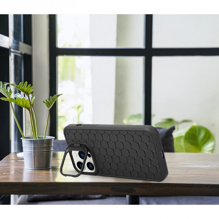 Husa de Protectie TPU, Flippy, pentru Apple iPhone 14 Plus, 3D Cube, cu Inel, Protectie Camera, Antisoc, Antizgariere, Antialunecare, Acoperire Completa, Negru [6]