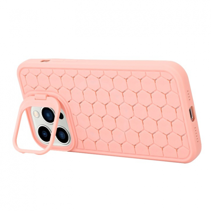 Husa de Protectie TPU, Flippy, pentru Apple iPhone 14 Plus, 3D Cube, cu Inel, Protectie Camera, Antisoc, Antizgariere, Antialunecare, Acoperire Completa, Roz [3]