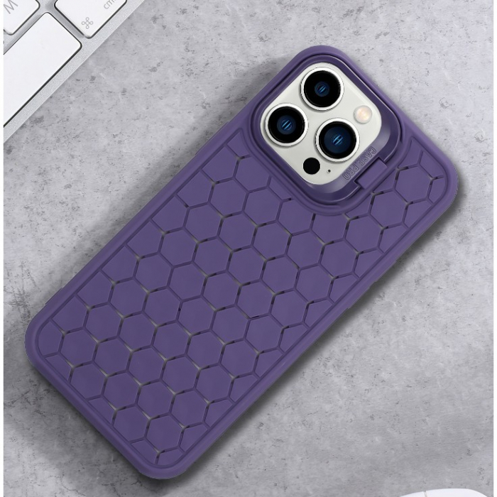 Husa de Protectie TPU, Flippy, pentru Apple iPhone 14 Pro, 3D Cube, cu Inel, Protectie Camera, Antisoc, Antizgariere, Antialunecare, Acoperire Completa, Mov [7]