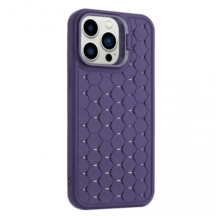 Husa de Protectie TPU, Flippy, pentru Samsung Galaxy S23 Ultra, 3D Cube, cu Inel, Protectie Camera, Antisoc, Antizgariere, Antialunecare, Acoperire Completa, Mov [5]