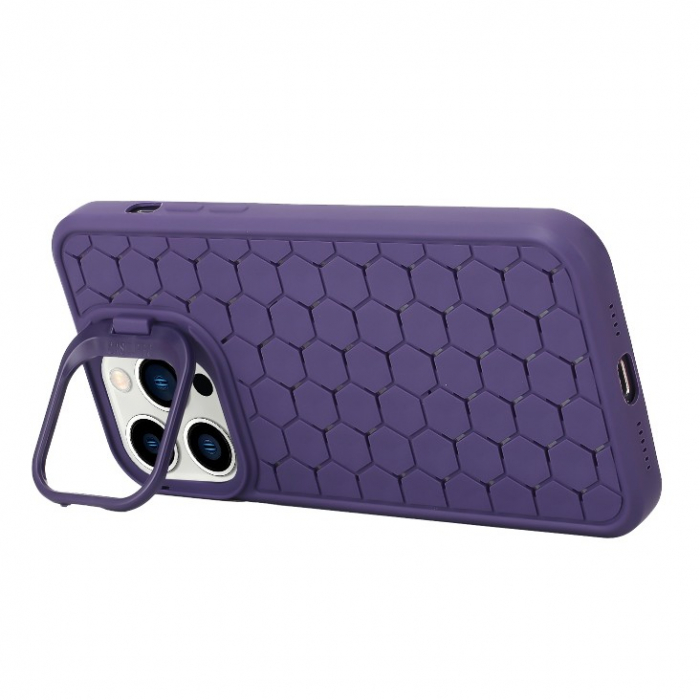 Husa de Protectie TPU, Flippy, pentru Samsung Galaxy S23 Ultra, 3D Cube, cu Inel, Protectie Camera, Antisoc, Antizgariere, Antialunecare, Acoperire Completa, Mov [3]