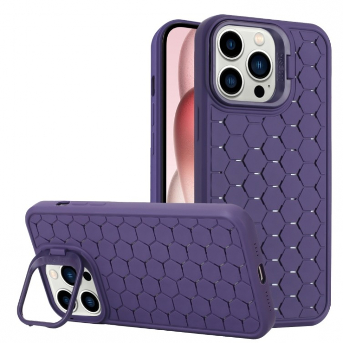 Husa de Protectie TPU, Flippy, pentru Samsung Galaxy S23 Ultra, 3D Cube, cu Inel, Protectie Camera, Antisoc, Antizgariere, Antialunecare, Acoperire Completa, Mov [1]