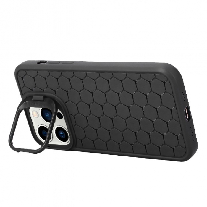 Husa de Protectie TPU, Flippy, pentru Samsung Galaxy S24, 3D Cube, cu Inel, Protectie Camera, Antisoc, Antizgariere, Antialunecare, Acoperire Completa, Negru [3]