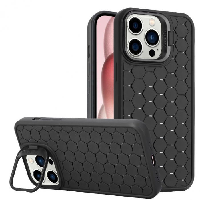 Husa de Protectie TPU, Flippy, pentru Samsung Galaxy S24 Plus, 3D Cube, cu Inel, Protectie Camera, Antisoc, Antizgariere, Antialunecare, Acoperire Completa, Negru [1]