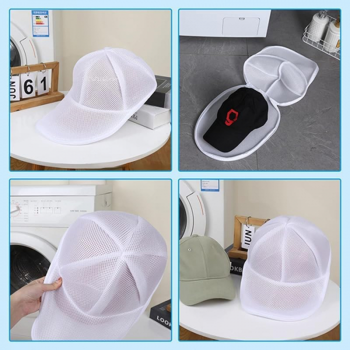 Husa de Spalare Sapca, Flippy, pentru Masina de Spalat, din Poliester, Circumferinta 53 cm, cu Fermoar, Alb [2]