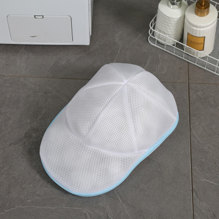 Husa de Spalare Sapca, Flippy, pentru Masina de Spalat, din Poliester, Circumferinta 53 cm, cu Fermoar, Alb/Albastru [9]