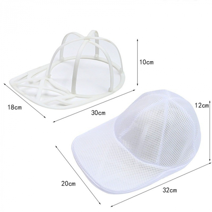 Husa de Spalare Sapca, Flippy, pentru Masina de Spalat, din Poliester, Circumferinta 53 cm, cu Fermoar, cu Suport Sapca, Alb/Albastru [4]