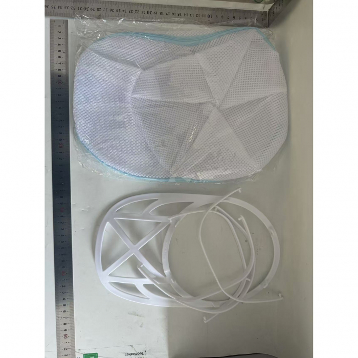 Husa de Spalare Sapca, Flippy, pentru Masina de Spalat, din Poliester, Circumferinta 53 cm, cu Fermoar, cu Suport Sapca, Alb/Albastru [2]