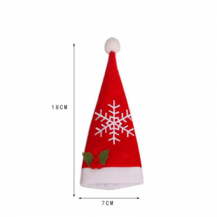 Husa decorativa festiva pentru 3 tacamuri Flippy, model caciulita cu fulg, material textil si poliester, 18 x 7 cm, rosu [3]