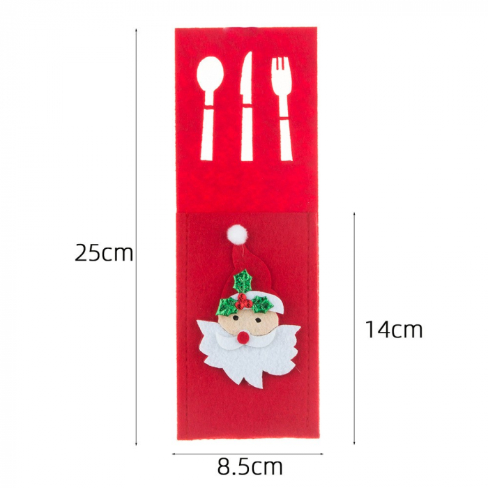 Husa decorativa pentru set tacamuri Flippy, model Mos Craciun, material poliester, 25 x 8.5 cm, rosu [3]