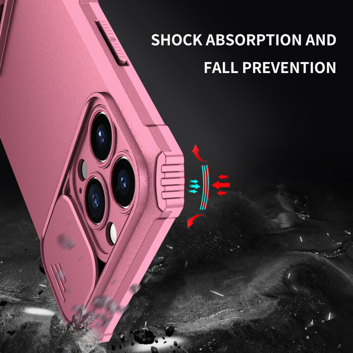 Husa Defender cu Stand pentru iPhone 11, Roz, Suport reglabil, Antisoc, Protectie glisanta pentru camera, Flippy [5]