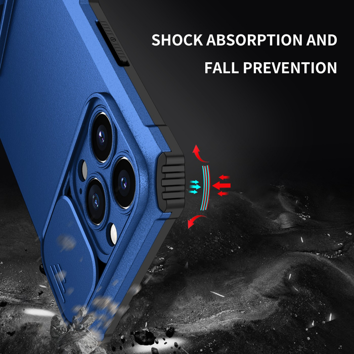 Husa Defender cu Stand pentru Samsung Galaxy S22 Ultra, Albastru, Suport reglabil, Antisoc, Protectie glisanta pentru camera, Flippy [6]