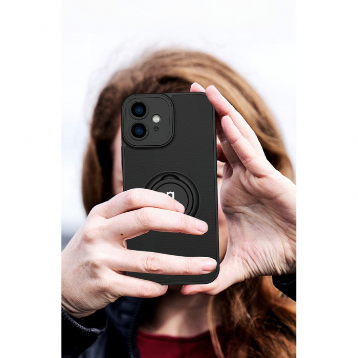 Husa Eagle Eye cu Stand pentru Huawei P20 Lite, Negru, Suport Auto Magnetic, Protectie Antisoc, Flippy [4]