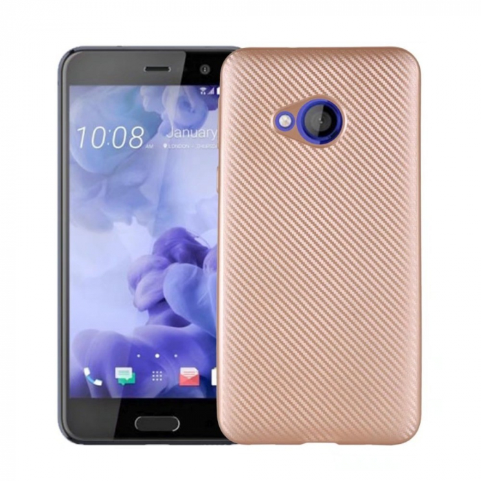 Husa HTC U 11 i-Zore Carbon Fiber Auriu [3]