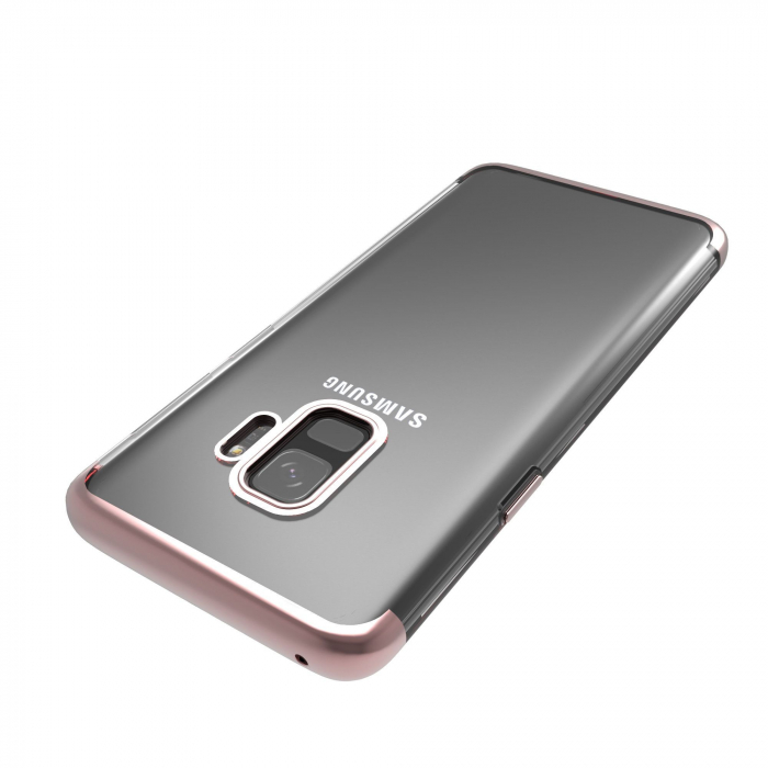 Husa Huawei P20 Lite Transparent cu Margini Roz-Aurii [6]