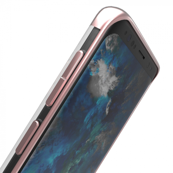 Husa Huawei P20 Lite Transparent cu Margini Roz-Aurii [3]