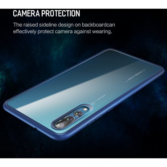 Husa Huawei P20 Transparent cu Margini Albastre [5]