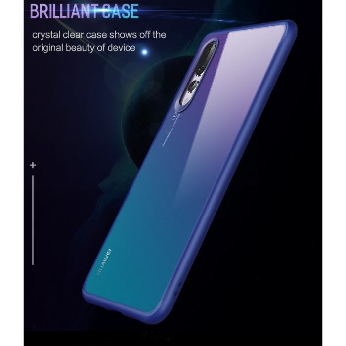 Husa Huawei P20 Transparent cu Margini Albastre [4]