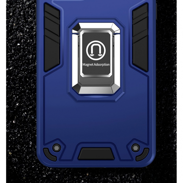Husa Iron Warriors pentru iPhone 12, Flippy, Hybrid Ring Holder Kickstand, Albastru inchis [5]
