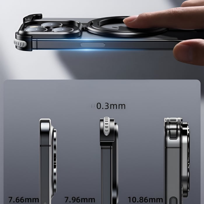 Husa MagSafe Metalica Compatibila cu iPhone 15 Pro Max, Flippy, Clear Case, Aliaj de Aluminiu, cu Magnet, fara Rama, Antisoc, Antizgariere, Incarcare Wireless, Negru Metalizat [6]
