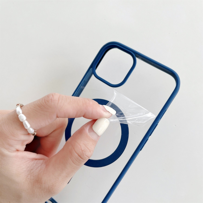Husa MagSafe pentru Apple iPhone 11, Full Cover, Frosted Acrylic Color Big Hole, Magnetica, Incarcare Wireless, Flippy, Albastru [5]